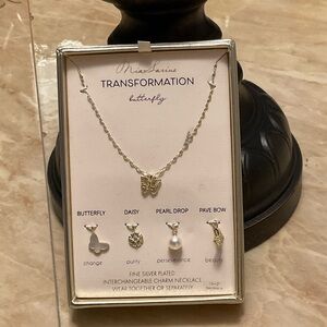 Silver Butterfly Necklace Set